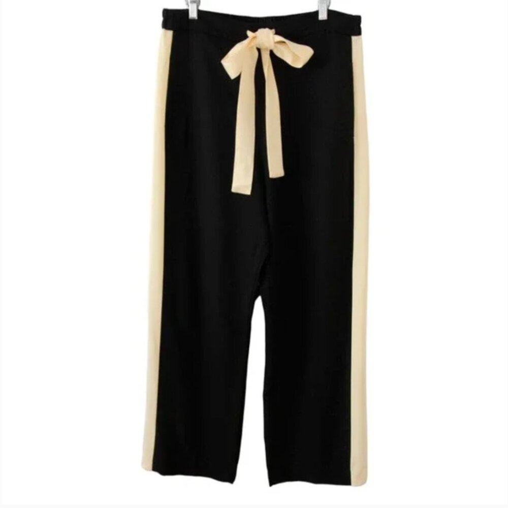 Lee Mathews Wide Leg Side Stripe Viscose Drawstring Trousers Size 4 US 10